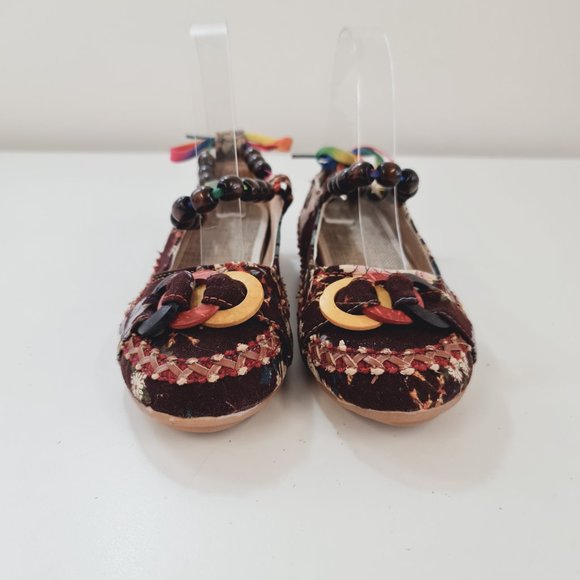 Ladies Multicolour Floral Pattern Flat Shoes UK 4 EU 37 Slip On - Picture 3 of 10
